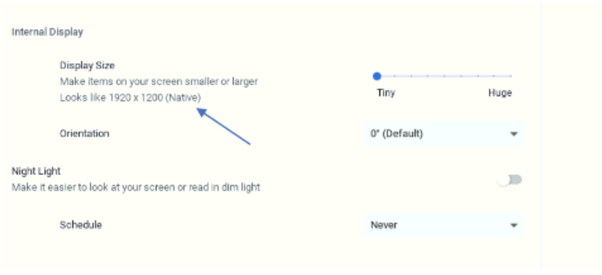 Screenshot of display settings for Chrome OS step 3